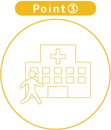 Point③ 早期受診の促進（病院へ向かう人のイラスト）